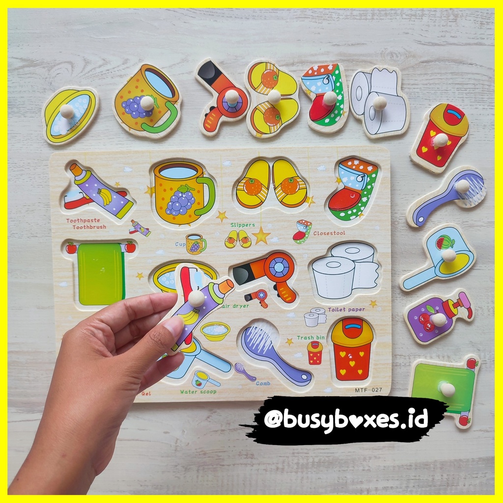 [busyboxes.id] puzzle knob kayu / wooden puzzle knob mainan edukasi puzzle perlengkapan rumah tangga