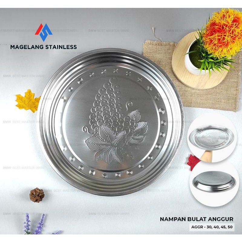 NAMPAN BULAT  30CM/NAMPAN ANGGUR STAINLES