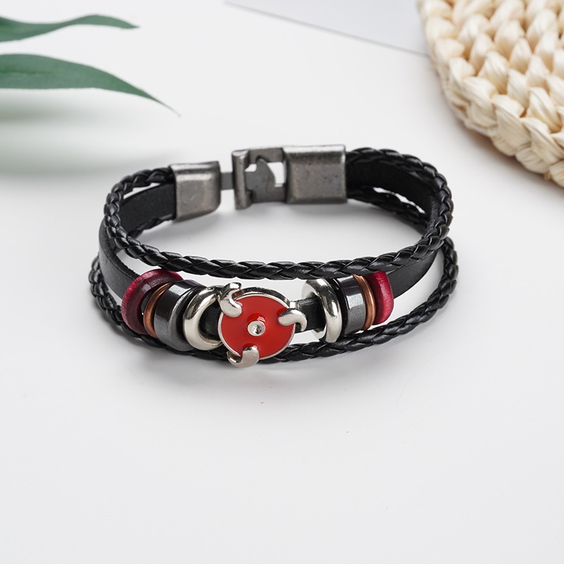 Gelang Tangan Kulit Motif Anime Luffy Skull Warna Coklat Gaya Vintage Klasik Untuk Pria / Wanita