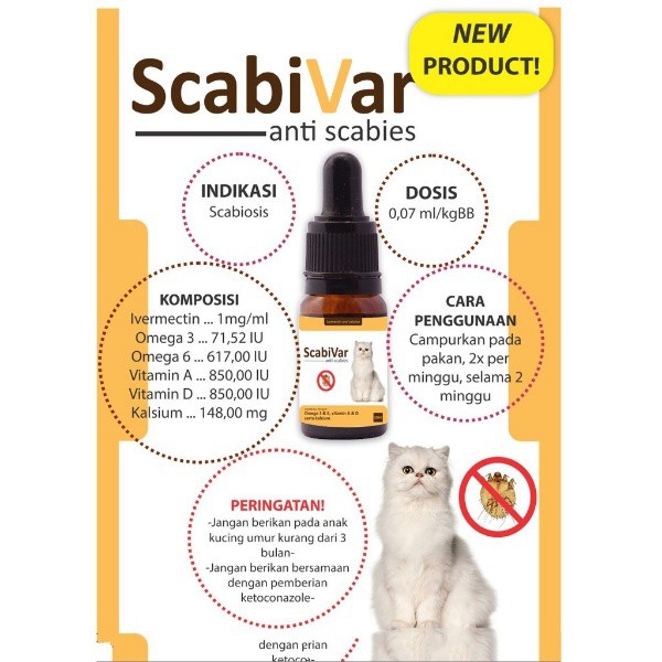 ScabiVar Obat Kutu Scabies Kudis Kulit Gatal Kucing Kelinci Anjing dll