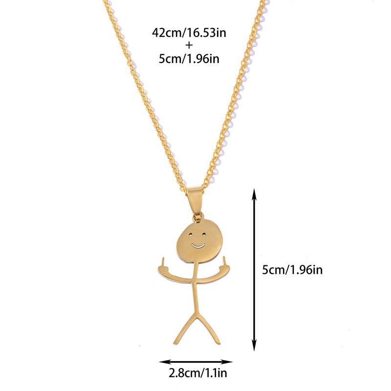 Kalung Rantai Klavikula Desain Jari Tengah Bahan Stainless Steel Untuk Perhiasan Wanita