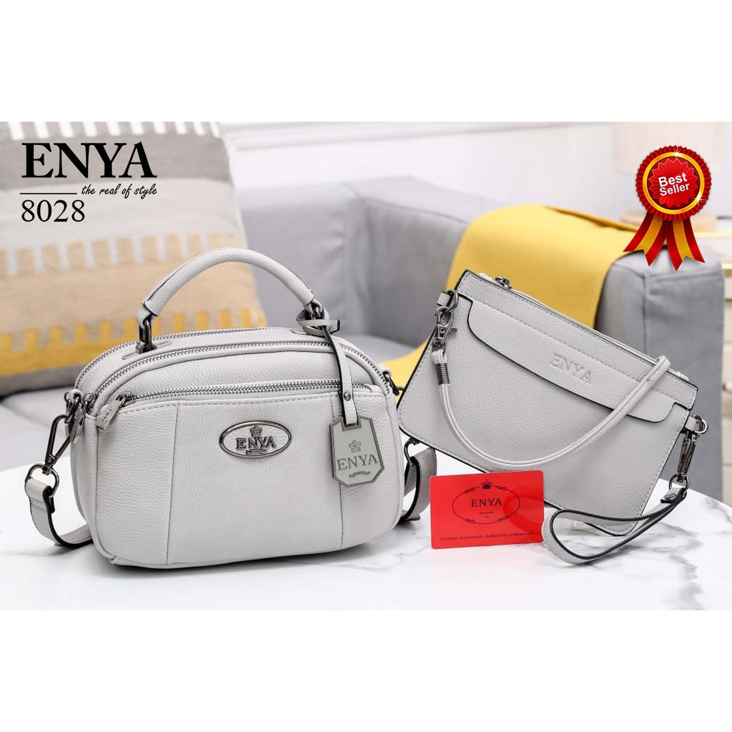LINKSBANDUNG - ENYA CheryBell Bag 2in1 Original Soft clemence Leather Hardware Black 8028