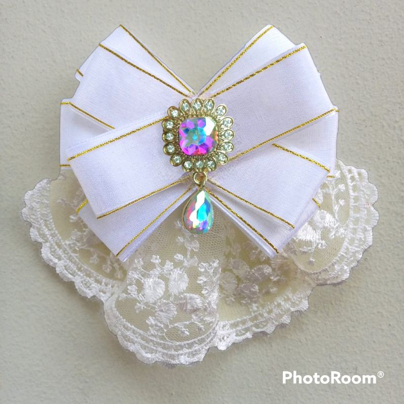 korean ribbon brooch with lace