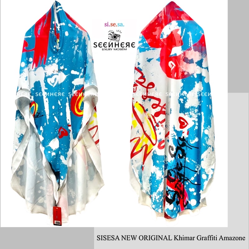 [𝐒𝐄𝐄𝐍𝐇𝐄𝐑𝐄] SISESA NEW ORIGINAL Khimar Graffiti Amazone Blue