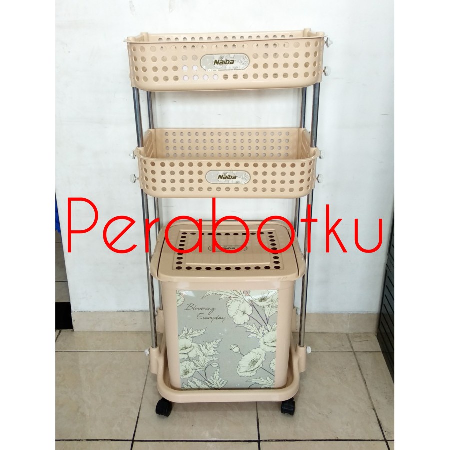 Naiba Rak Laundry Basket Set Jumbo 5190 / Keranjang Baju + Rak 2 Susun