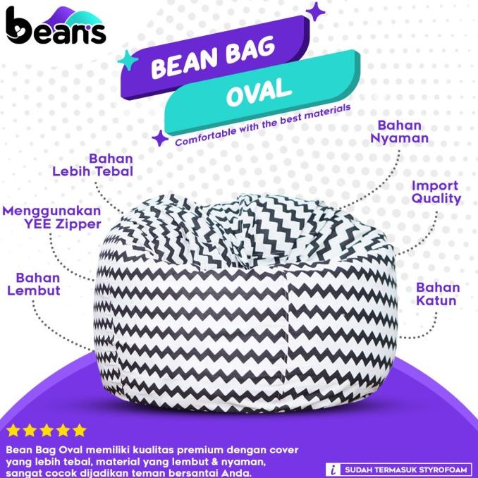 Bean Bag Oval Motif - Termasuk Isi - Bean Bag Motif - Beanbag - 06 Termurah