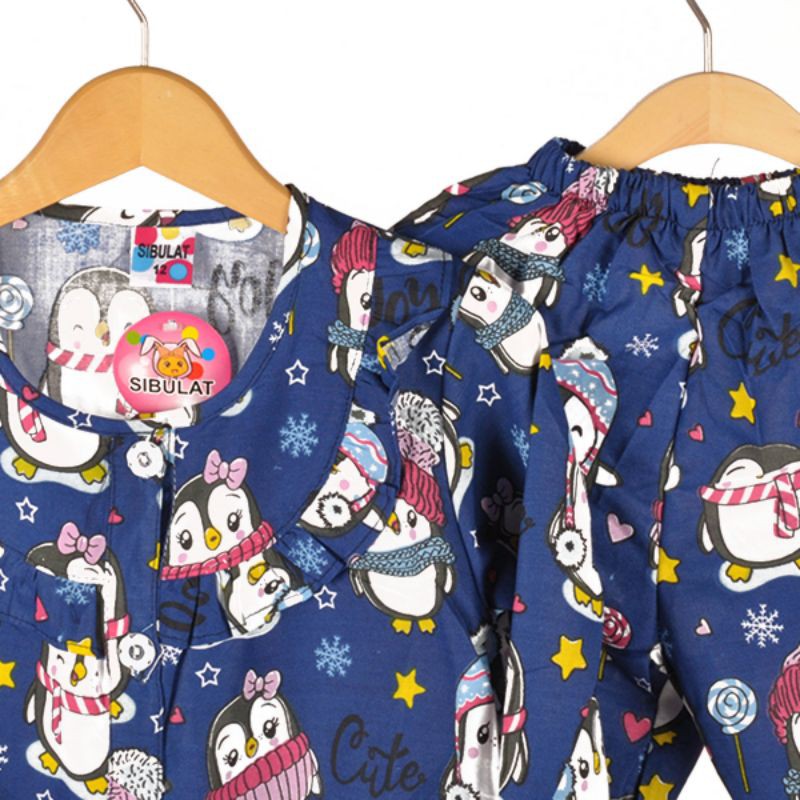 PIYAMA ANAK 2-7 TAHUNAN BAJU TIDUR LENGAN PANJANG MOTIF PINGUIN