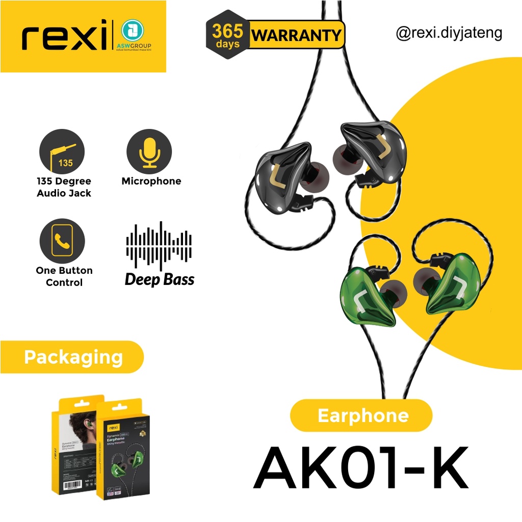 Earphone in ear dynamic gaming mode AK01-K rexi