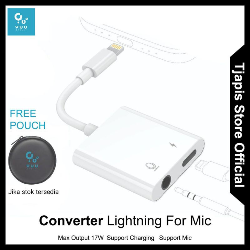 SPLITTER LIGHTNING & AUDIO JACK 3.5MM, CHARGING, AUDIO & MIC YUU