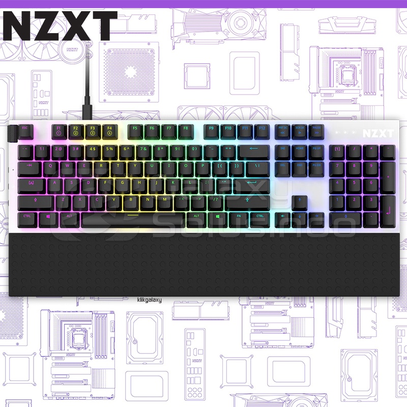 NZXT Function White Full Size Mechanical Gaming Keyboard - Gateron Red Switch