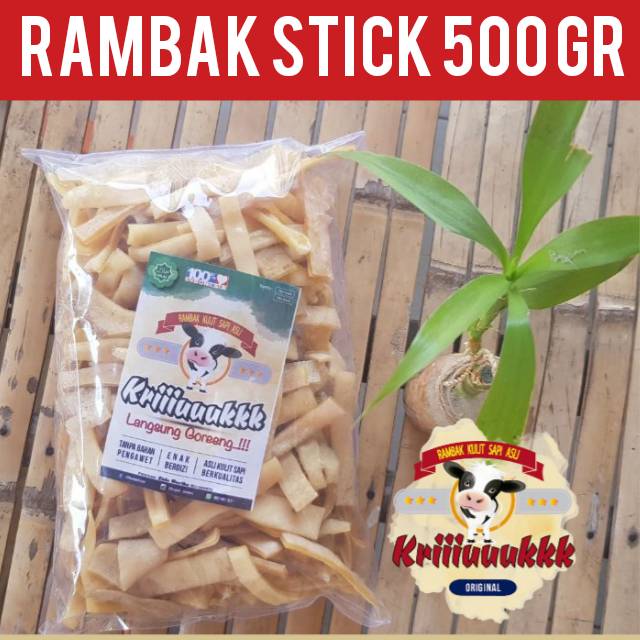 

KERUPUK KULIT SAPI PANJANG LEBAR/KRECEK RAMBAK KULIT SAPI STICK PANJANG / JANGEK / DOROKDOK