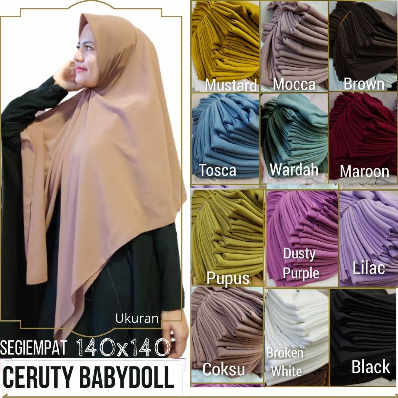 jilbab segiempat syar'i ceruty babydoll 140 x 140
