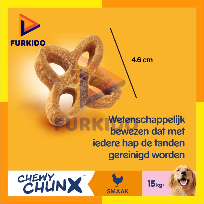 Pedigree Dentastix Chewy Chunx Mini Smoky Chicken 68 Gr / Snack Anjing