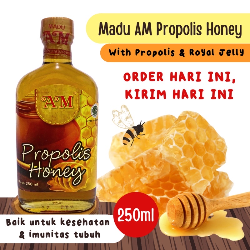 (ASLI) Madu Asli AM Propolis Honey with Royal Jelly 250ml  - Natural Propolis Honey