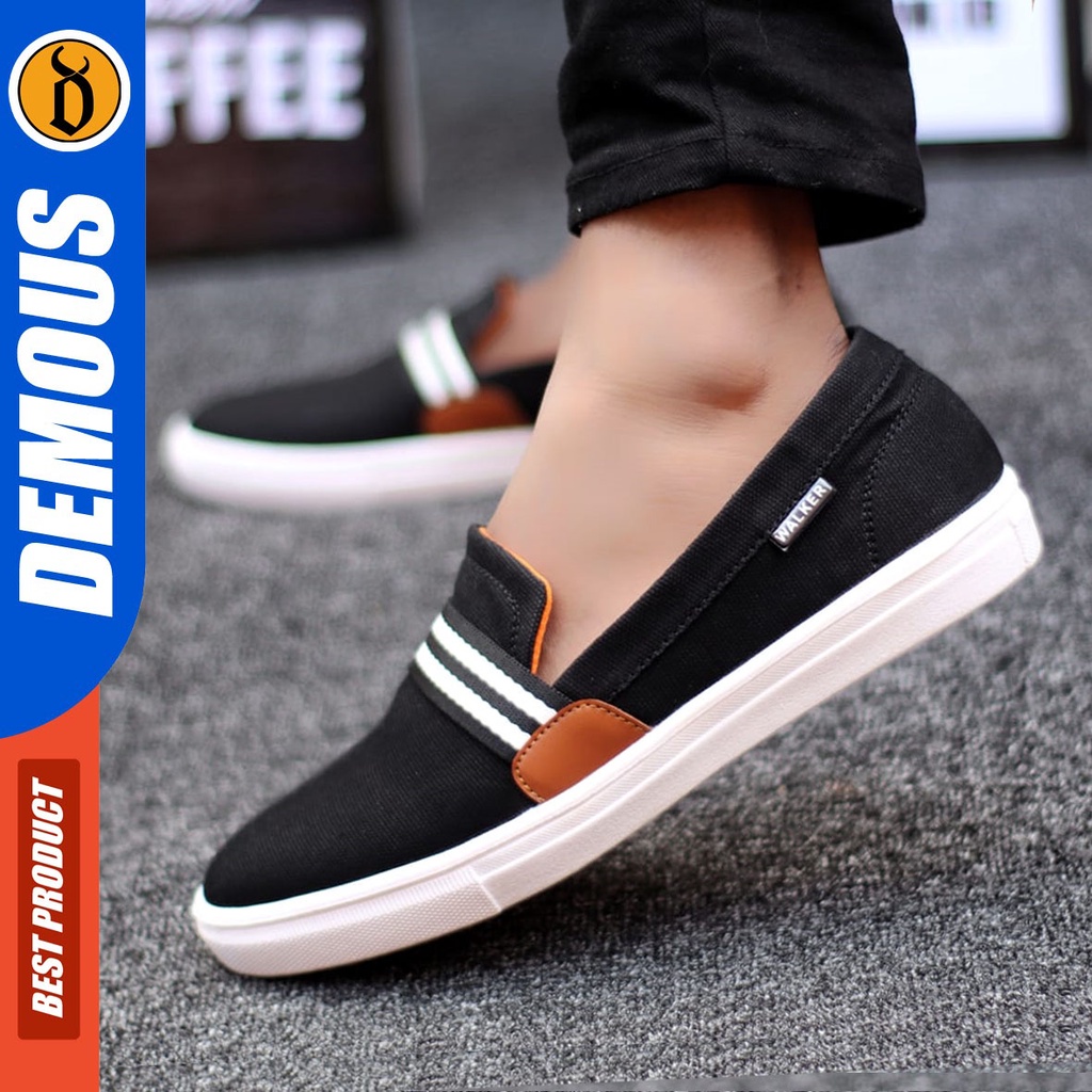 DEMOUS Kante - Sepatu Slip On Casual Slop Pria Kanvas