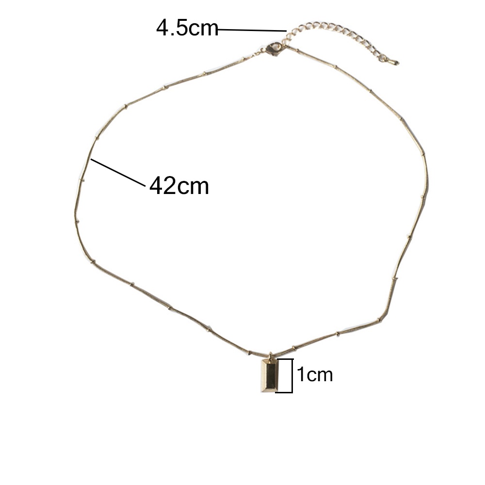 Kalung Choker Rantai Pendek Liontin Persegi Panjang Geometris Bahan Metal Lapis Emas Untuk Wanita