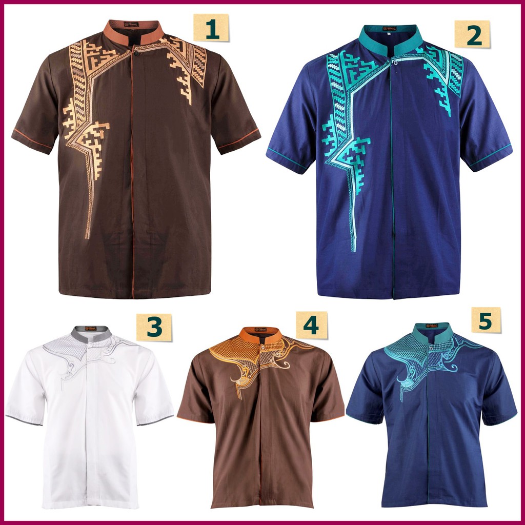 Koko Pria Cowok Kemeja Lengan Pendek Motif Bordir Navy Koko Pria Cowok Kemeja Lengan Pendek Motif Bordir Navy