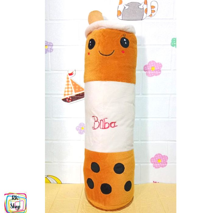 Guling Boneka Boba Milk Tea Kain Halus Tinggi 60cm Guling Boba