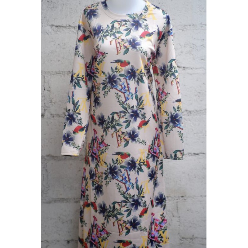 Long Tunik Silky Motif Daun Import Murah