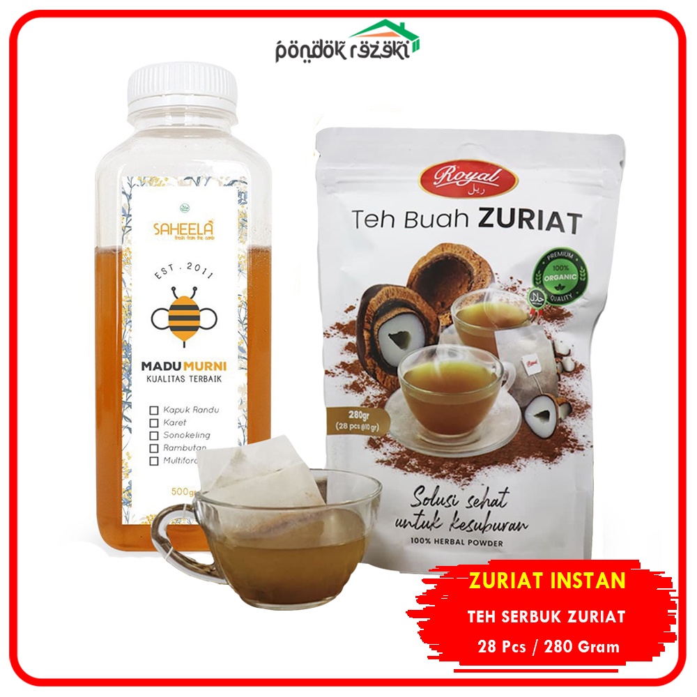 

Paket Promil Teh Buah Zuriat ( Kemasan Kantong ) Royal 280 gram + Madu Murni Saheela 500 gram