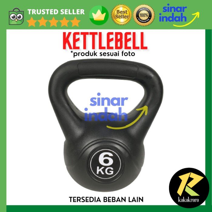 Vinyl KettleBell 6 Kg Angkat Beban Beginner Kettlebell PVC Coating - 2kg