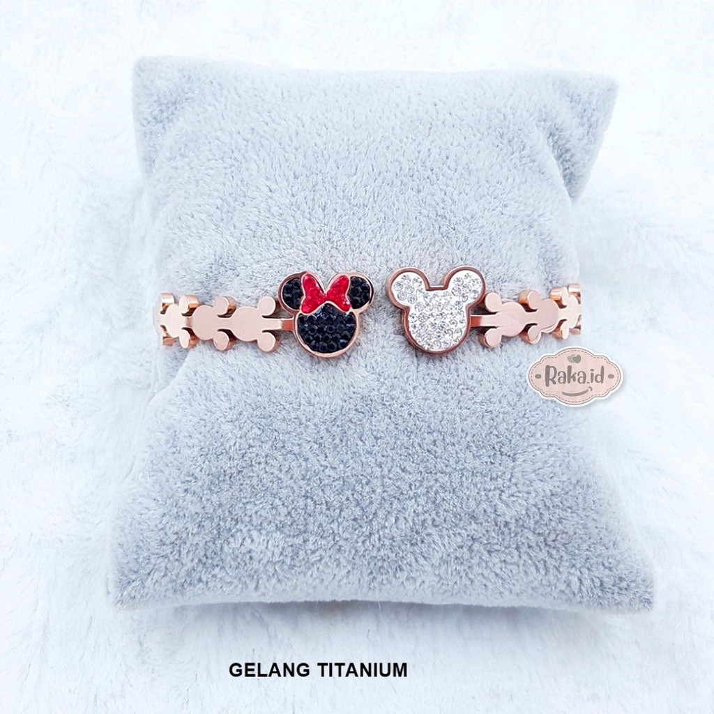 Raka Acc - Gelang Tangan Wanita Gelang Bangle Minnie Hitam Putih Blink TITANIUM Perhiasan Wanita 507