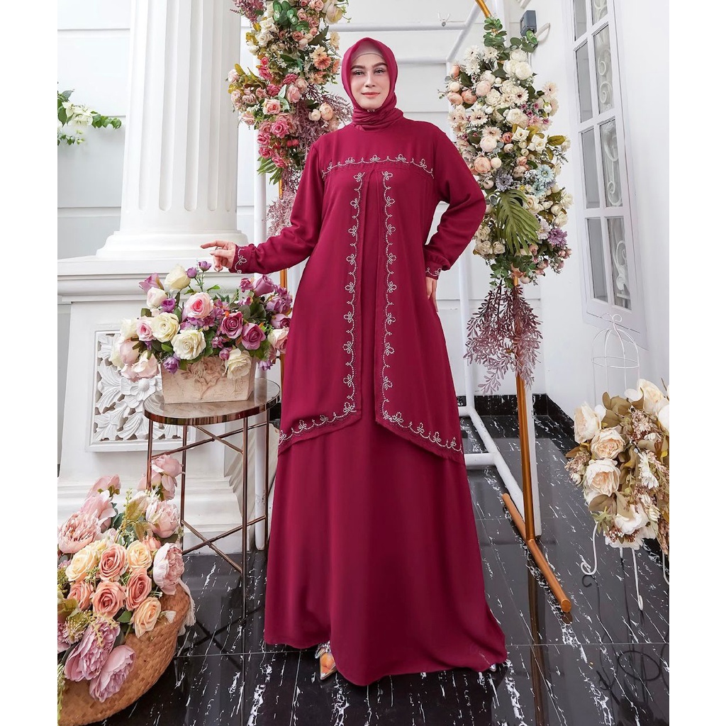 FenishaStore Baju Gamis Muslimah Aludra Maxi Matt Babydoll Terbaru Bisa Bayar Ditempat (COD)