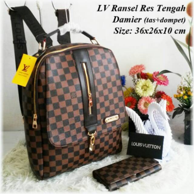 Tas Wanita-Tas Lv Ransel Res Tengah Set Dompet Ukuran 36 cm - PC