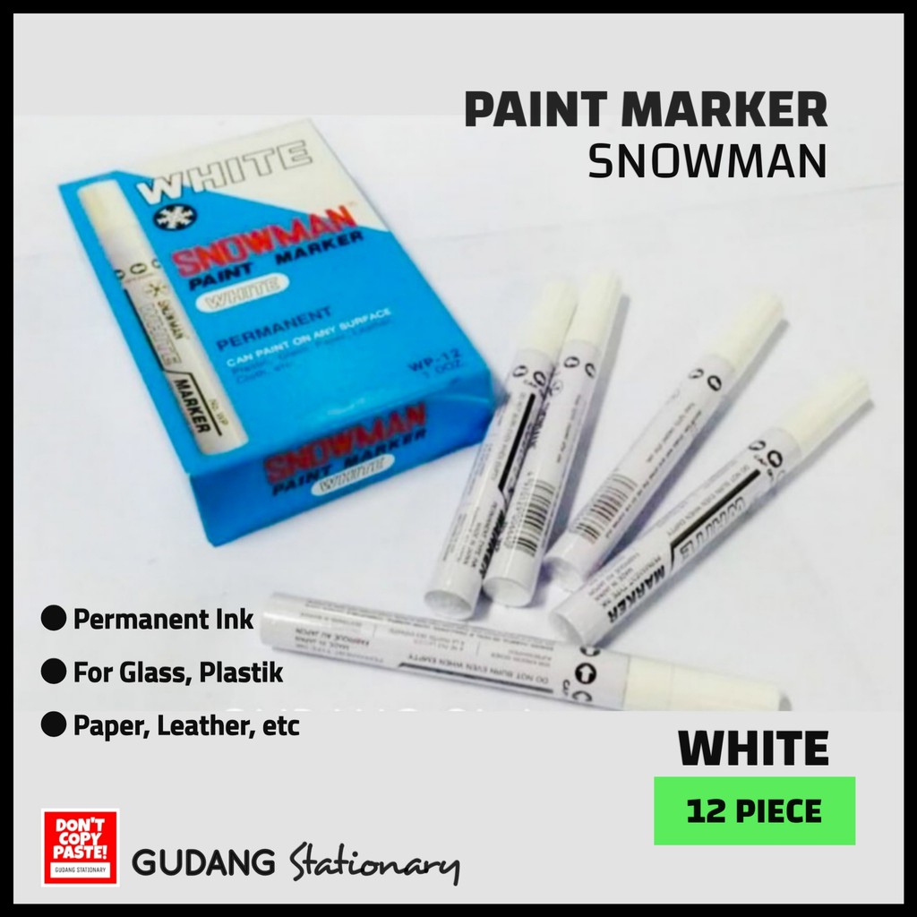 

Spidol Permanent Paint Marker Snowman Putih (isi 12 pcs)