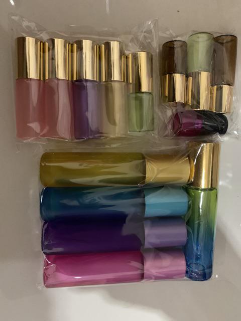 Botol Kaca Roll On Pastel 10ml Dengan Tutup Warna Sama