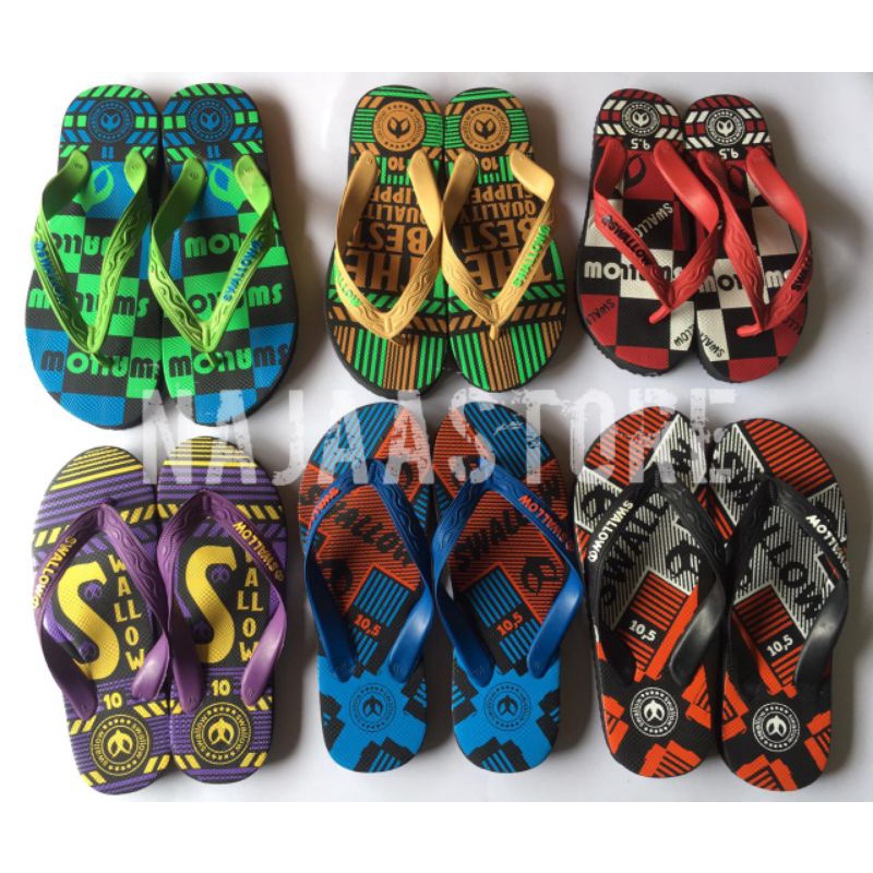 SWALLOW DISTRO SANDAL JEPIT MOTIF MONOCHROME 1/2 LUSIN (6pcs)