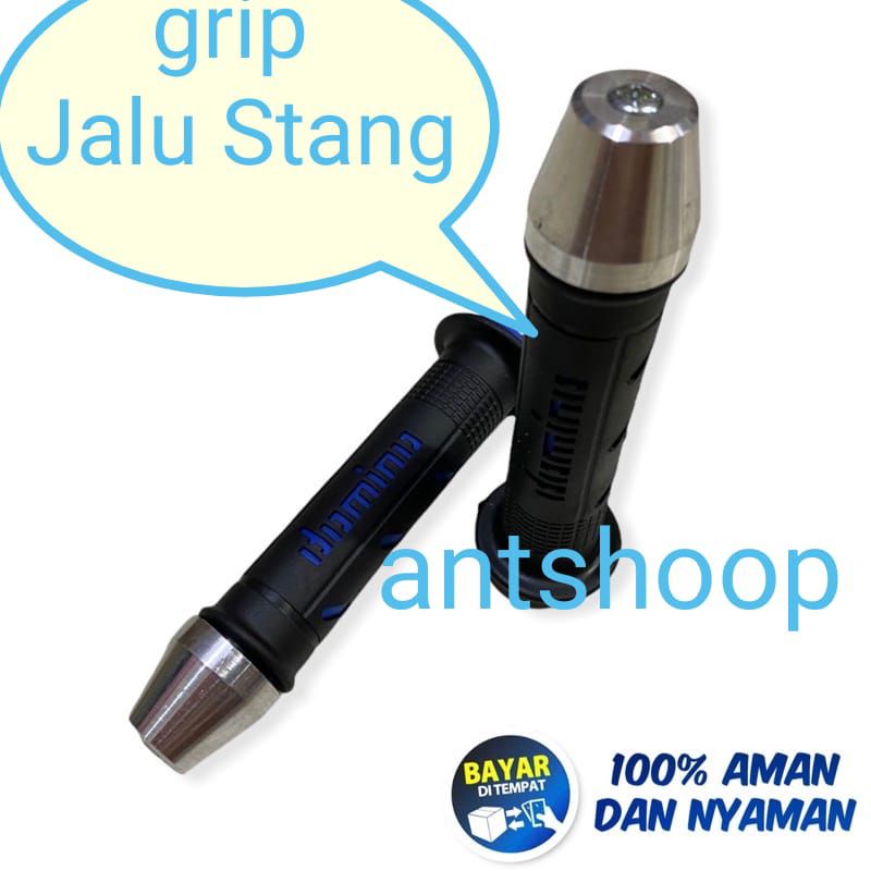 Handgrip domino garis + jalu stang chrome universal semua motor Nmax PCX Mio Vario New RX KING Tiger Revo CBR 250R Ninja HANDGRIP PLUS BANDUL JALU STANG