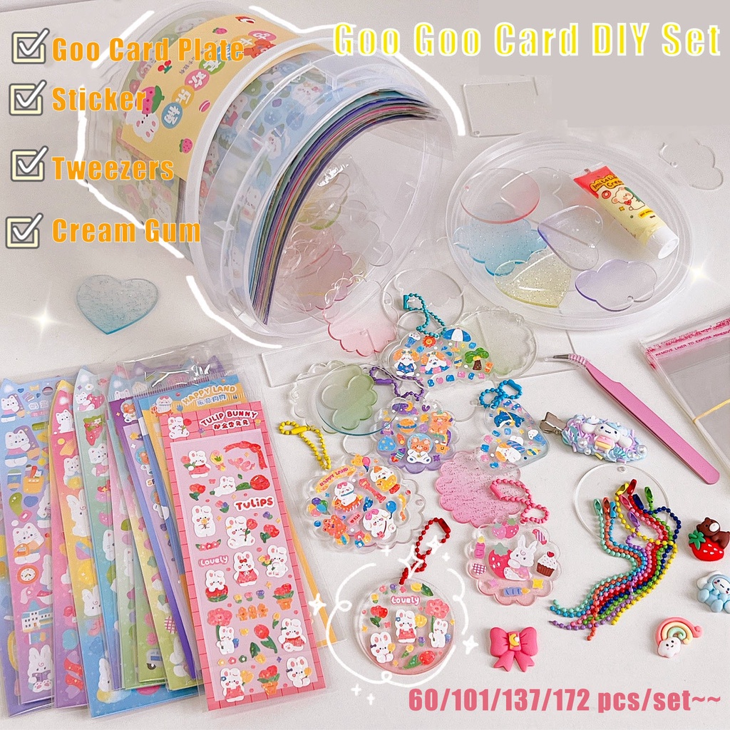 60 / 101 / 137 / 172 PCS / Set Stiker Kartu Goo Motif Kartun Gaya Korea Untuk Dekorasi