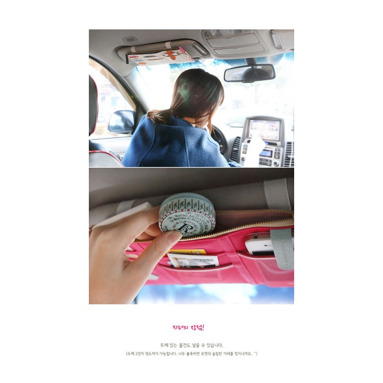 1pc Tas Pouch Penyimpanan Kacamata / Pulpen / Kartu Multifungsi Untuk Sun Visor Mobil