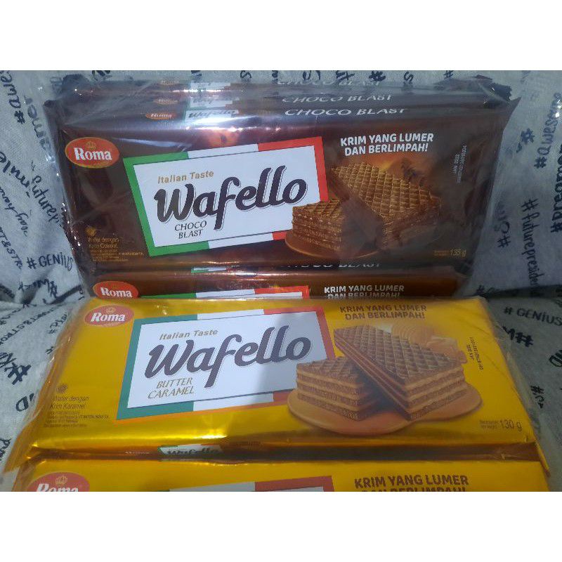 

Roma wafello wafer 130gr rasa coklat dan caramel harga murah