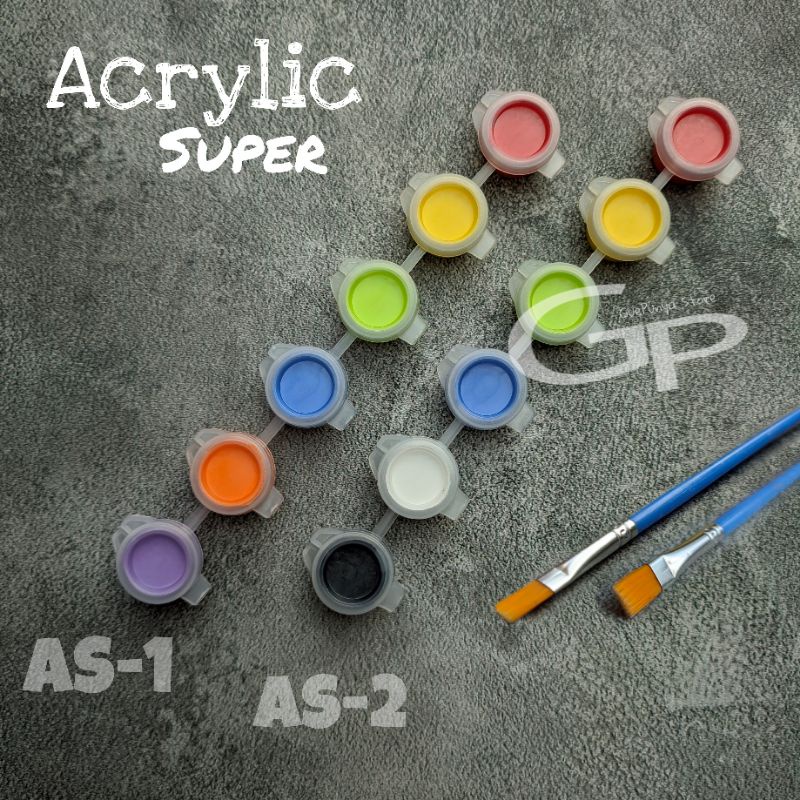 

Cat Akrilik Super Acrylic Paint Kemasan Pot 3ml free kuas nilon paint brush guepunyastore Surabaya