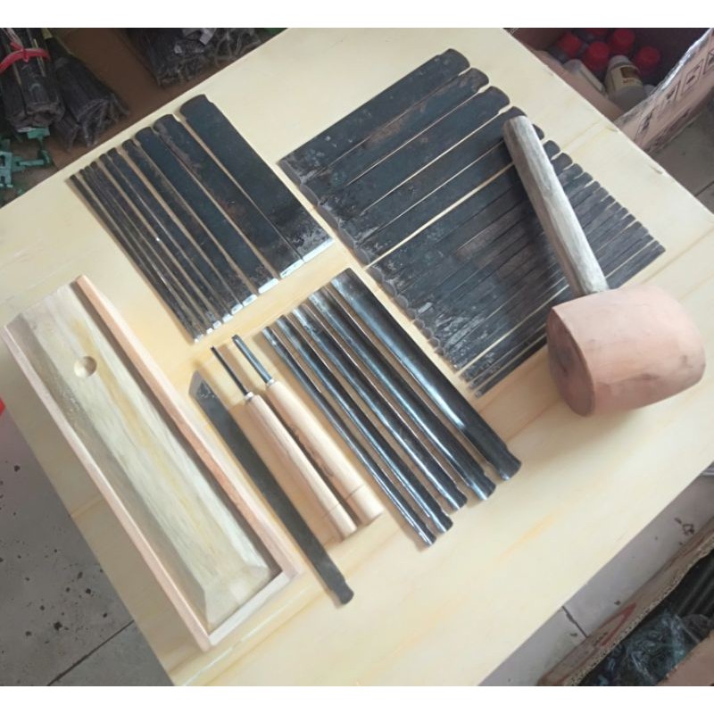 Pahat Tatah Ukir Kayu Pahat Kayu Jepara LENGKAP isi 38pcs