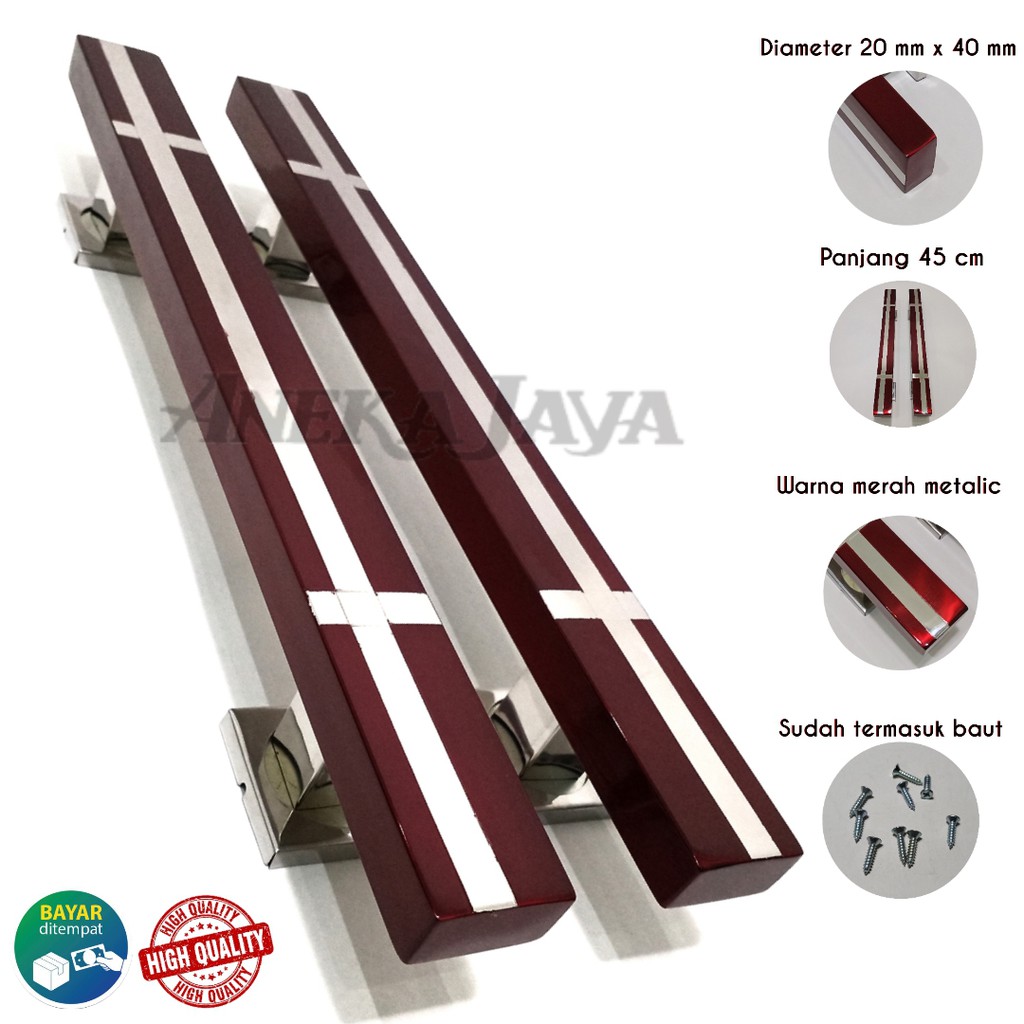 Handle Pintu rumah 45 cm Tarikan Pintu Pegangan Pintu rumah minimalis Merah stainlees steel