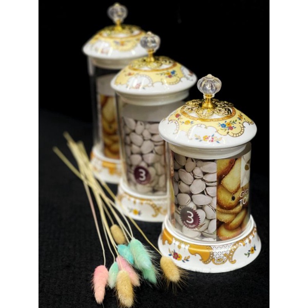 set gelok kue lebaran toples kue vicenza motif camelia