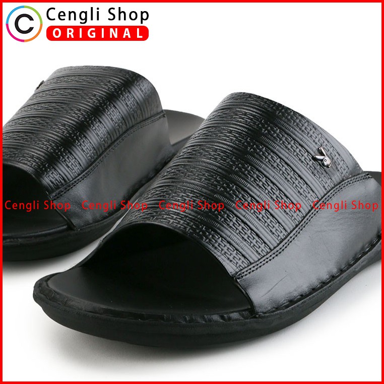 PLAYBOY SANDAL KULIT CASUAL PRIA ORIGINAL TERBARU BRANDED HITAM PLD7