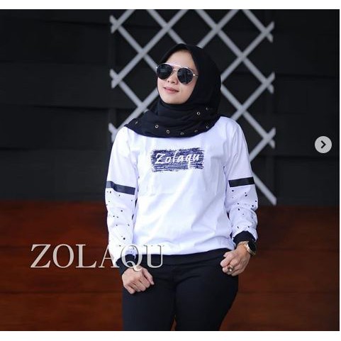 Baju Lengan Panjang Wanita Kaos Zolaqu Putih