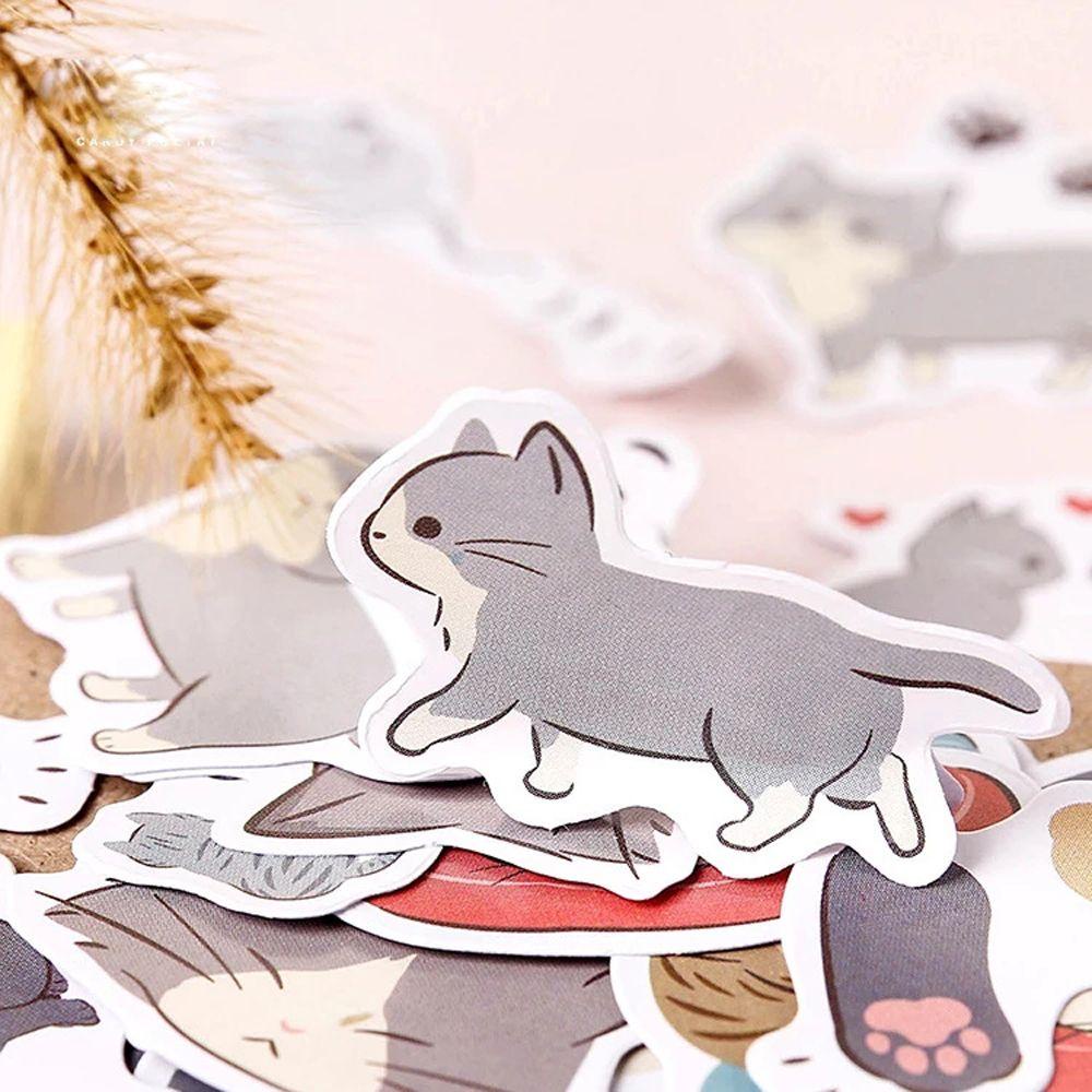 Agustinina Playful Cats DIY Scrapbooking Tahan Air Self-Adhesive Ponsel Decor Diary Skateboard Dekorasi Stiker