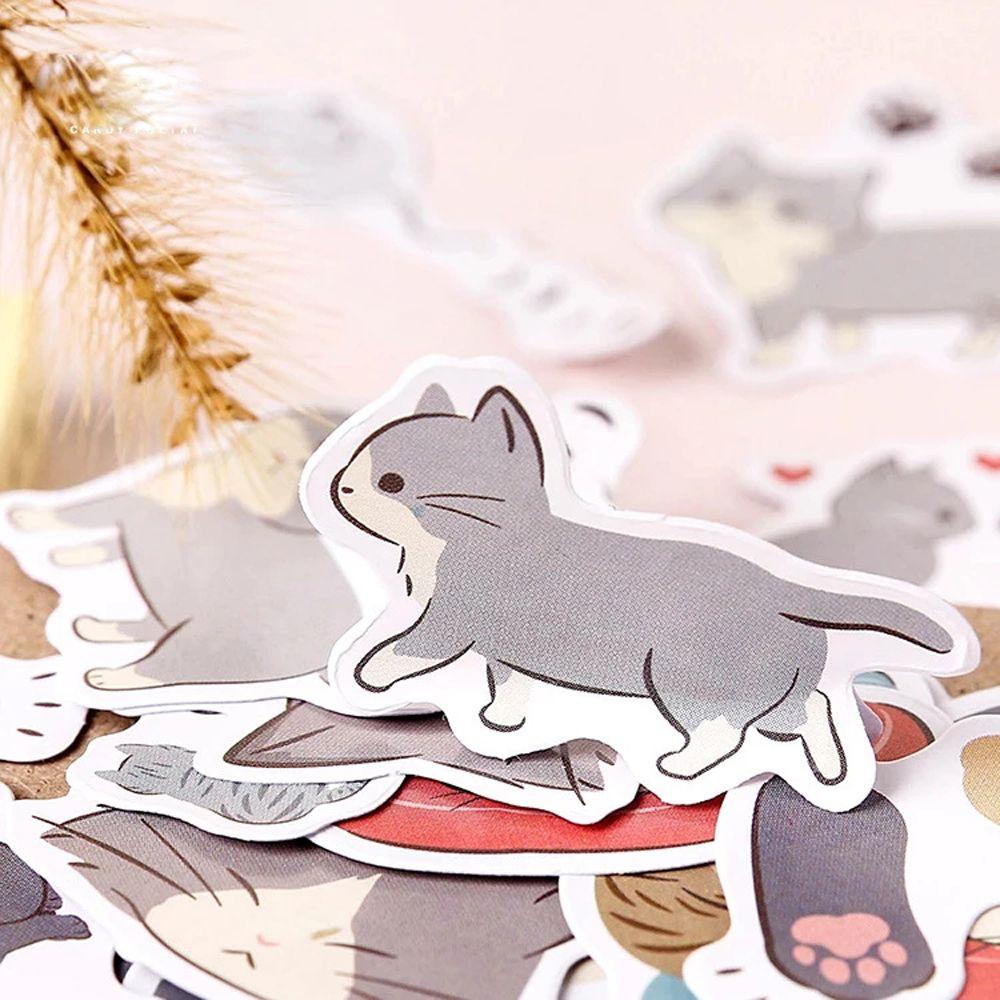 Agustinina Playful Cats DIY Scrapbooking Tahan Air Self-Adhesive Ponsel Decor Diary Skateboard Dekorasi Stiker