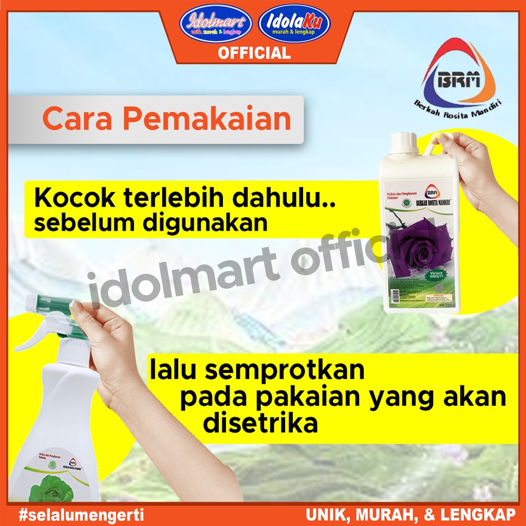 IDOLMART BRM Pelicin &amp; Pengharum Pakaian 1000 ml Pewangi Loundry Original Surabaya