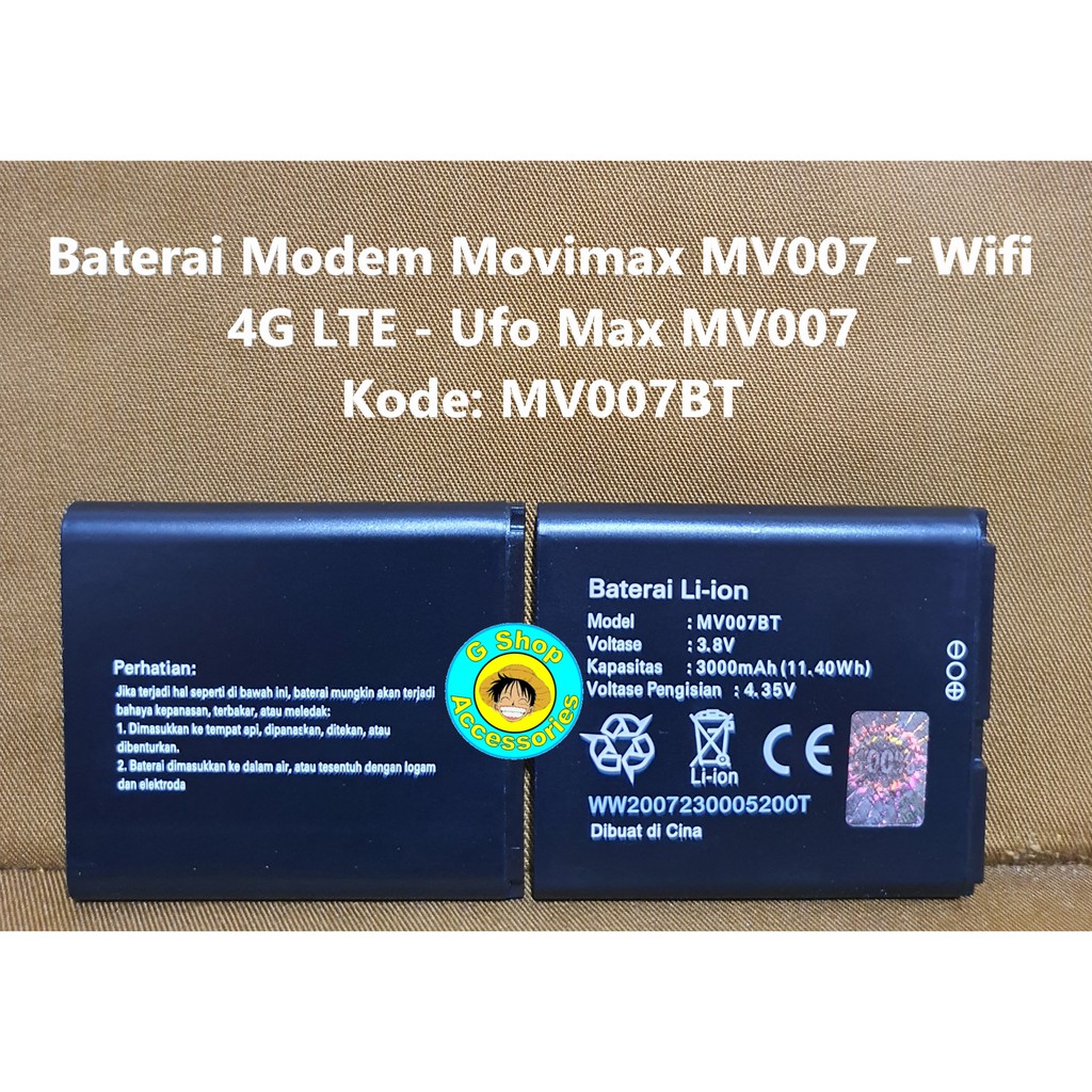 Baterai Original Modem Mifi Movimax MV007 Ufo Max MV007BT Batre