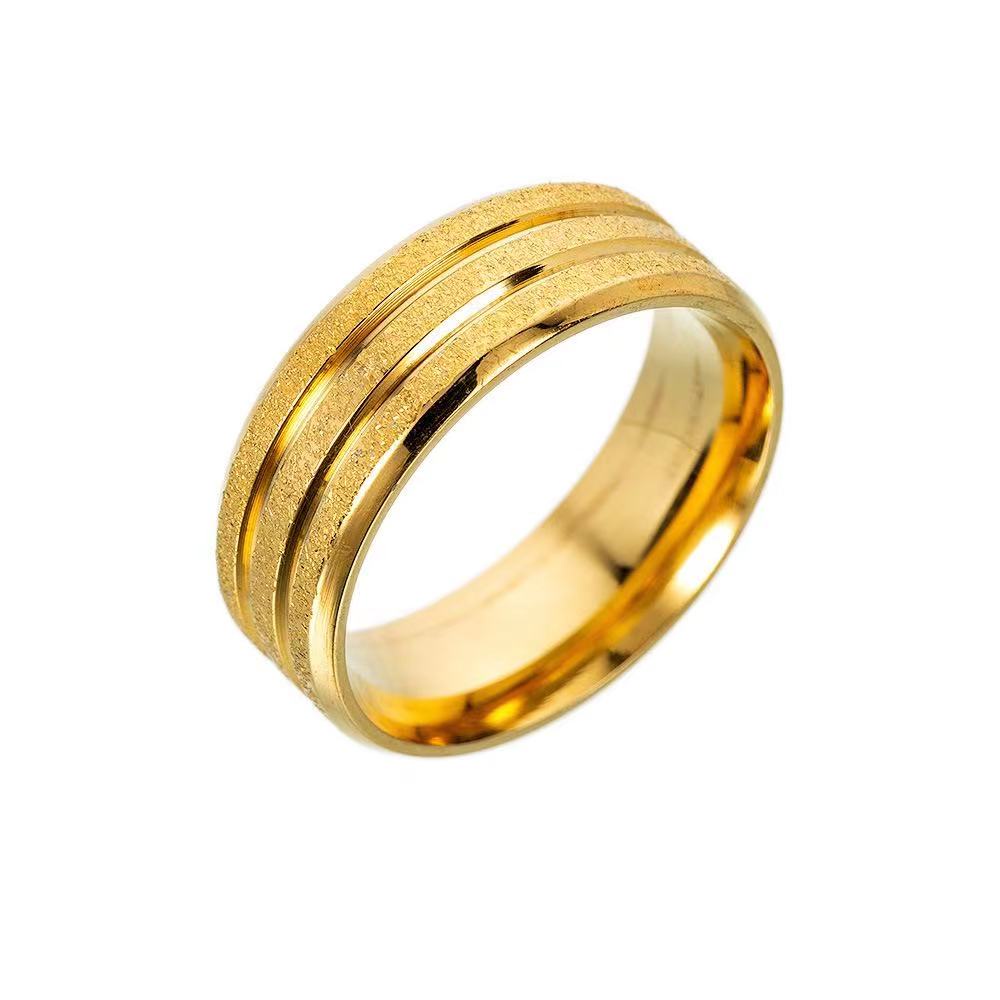 (Hello Girl)J03 Cincin Titanium Warna Emas Rantai Wanita dan Pria Glamor Import