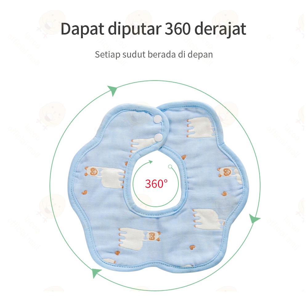 Lacoo Celemek bayi katun lembut slabber bib bayi 360 berputar