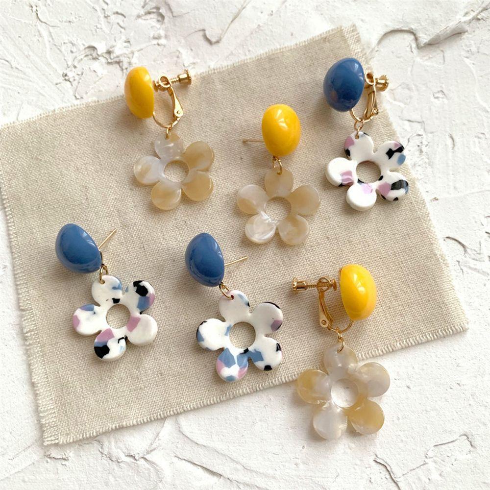 NEEDWAY Anting Perempuan Kreatif Elegan Hadiah Lucu Manis Indah Klip Telinga Bunga