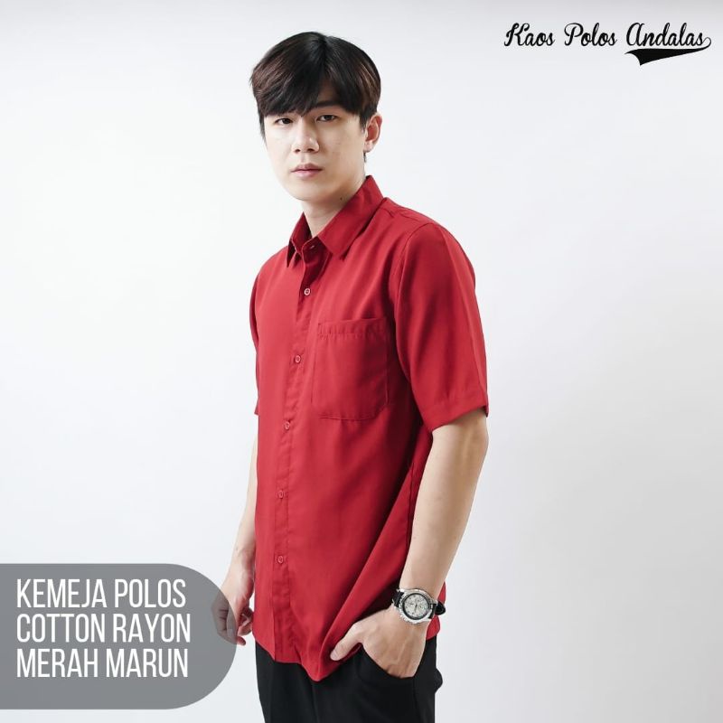 KEMEJA POLOS PRIA LENGAN PENDEK BAHAN COTTON RAYON