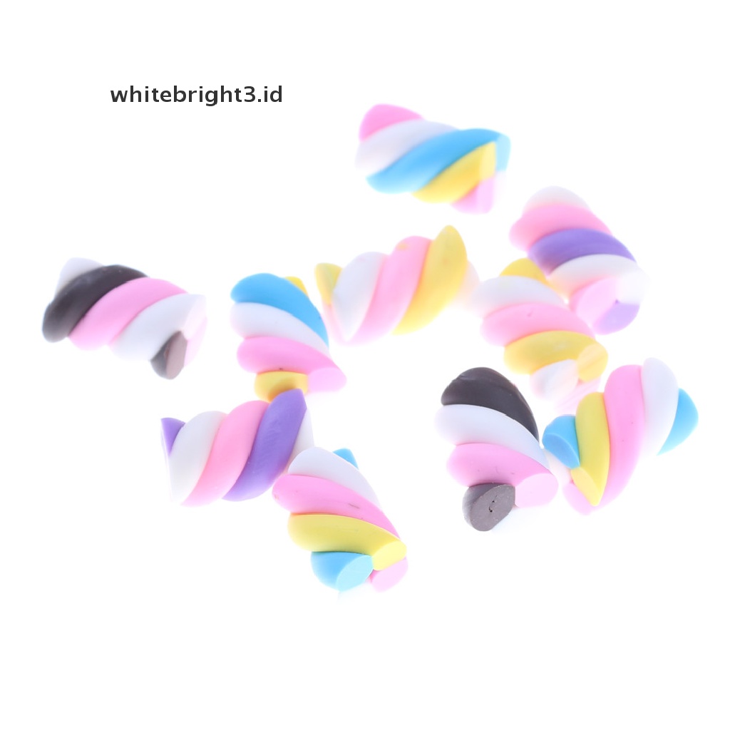 (whitebright3.id) 10pcs / lot Miniatur Kue Marshmallow Bahan Resin Untuk Dekorasi DIY